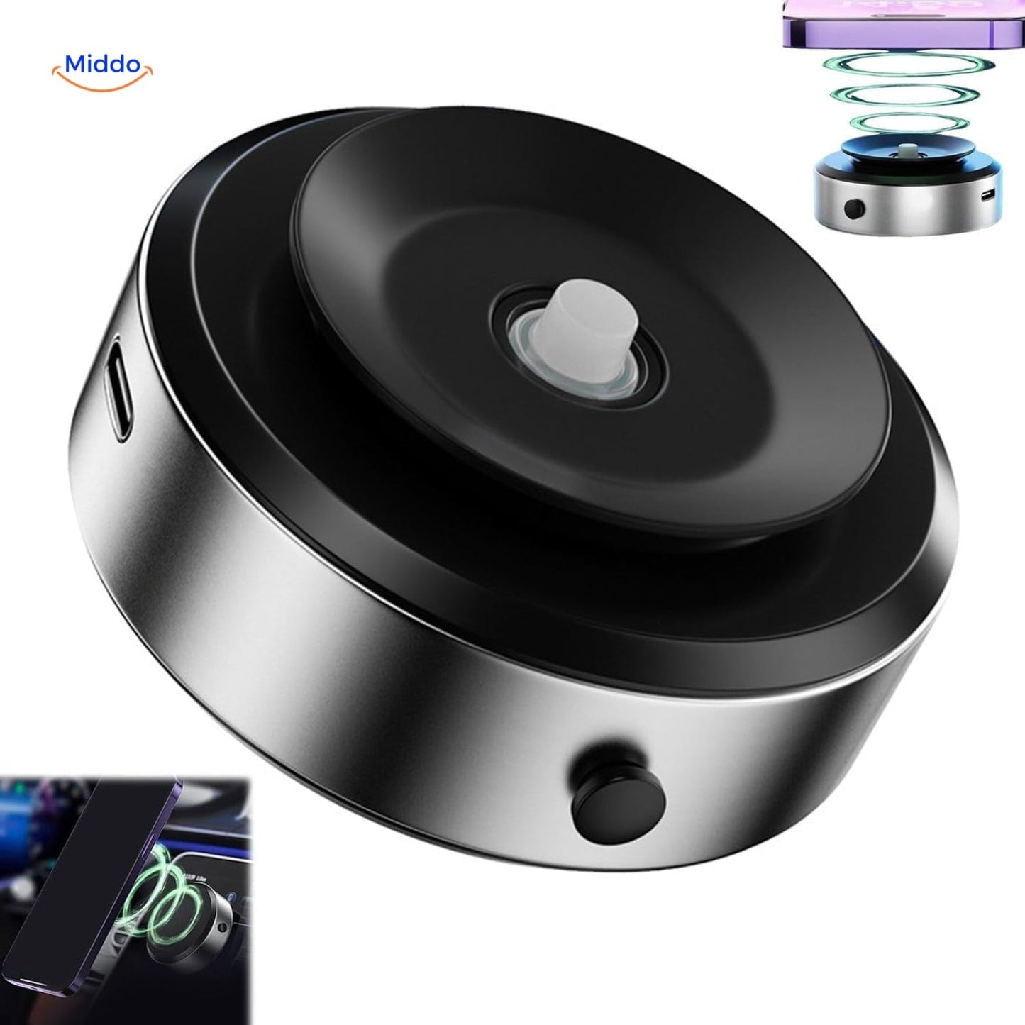 Portable 360° Car Mount with Strong Magnetic Suction for Secure Hold