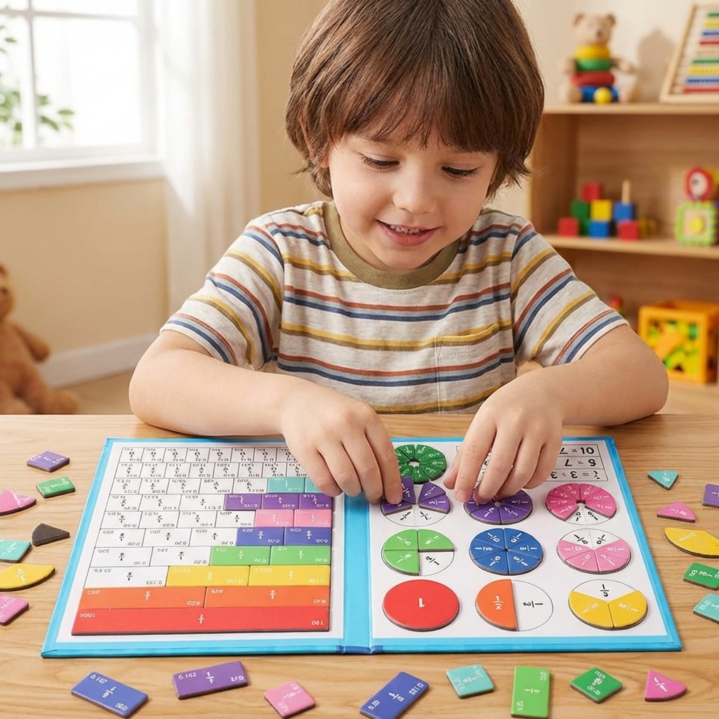 Interactive Fraction Learning Kit with Reusable Workbook and Marker