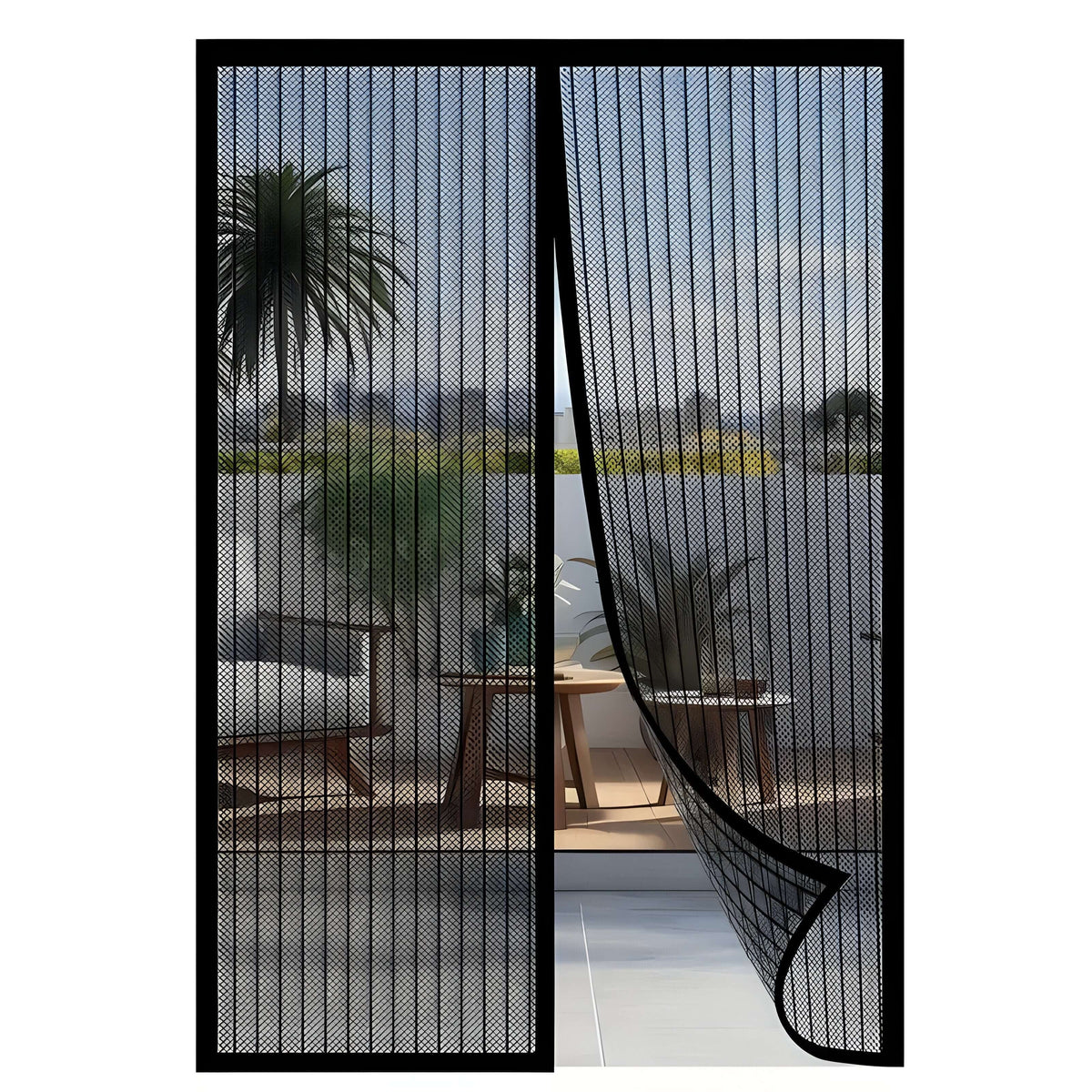 Insect-Blocking Magnetic Entry Screen with Auto-Close Feature