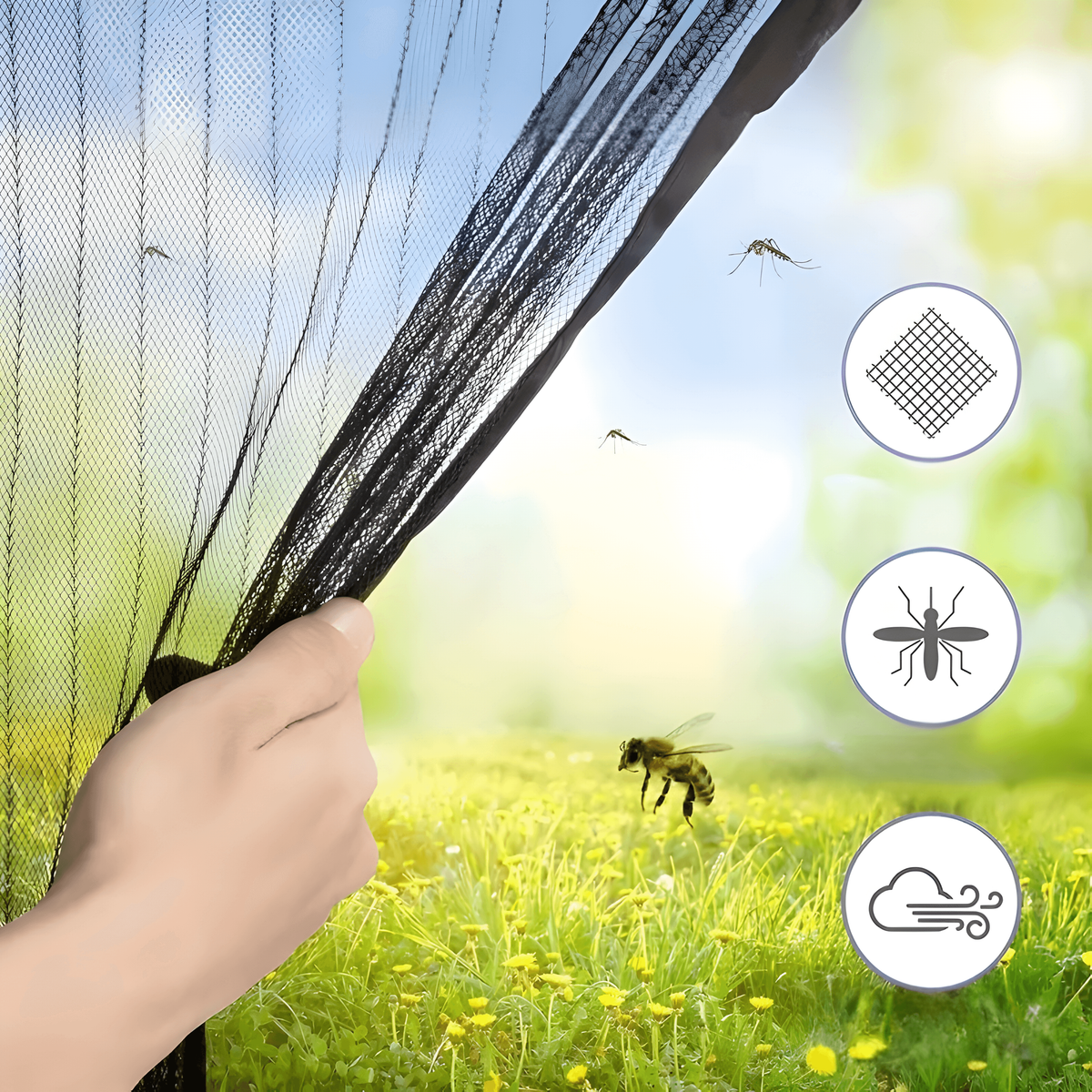 Insect-Blocking Magnetic Entry Screen with Auto-Close Feature