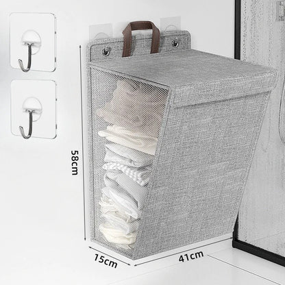 Foldable Adhesive Clothes Hamper – Wall-Mounted Laundry Basket