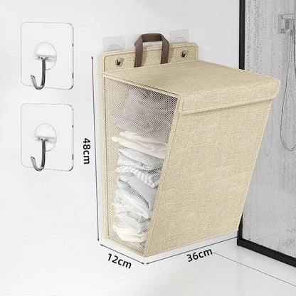 Foldable Adhesive Clothes Hamper – Wall-Mounted Laundry Basket