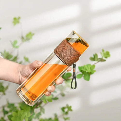 Portable Transparent Thermal Bottle with Tea Filter for Healthy Drinks