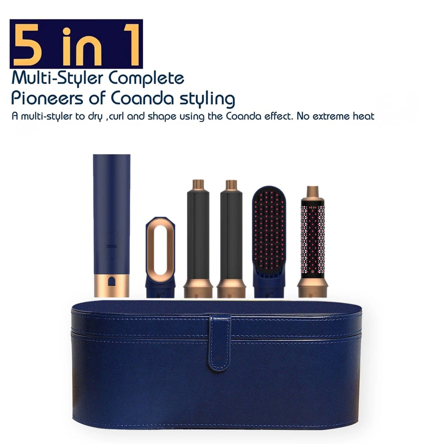 5-in-1 Hot Air Brush Styler, 1000W with Ionic Technology for Hair