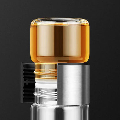 Glass and Wood Double-Walled Thermos Bottle with Tea Infuser – 500 ml