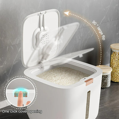Airtight Storage Container with Measuring Cup for Rice and Grains (5 or 10 kg)