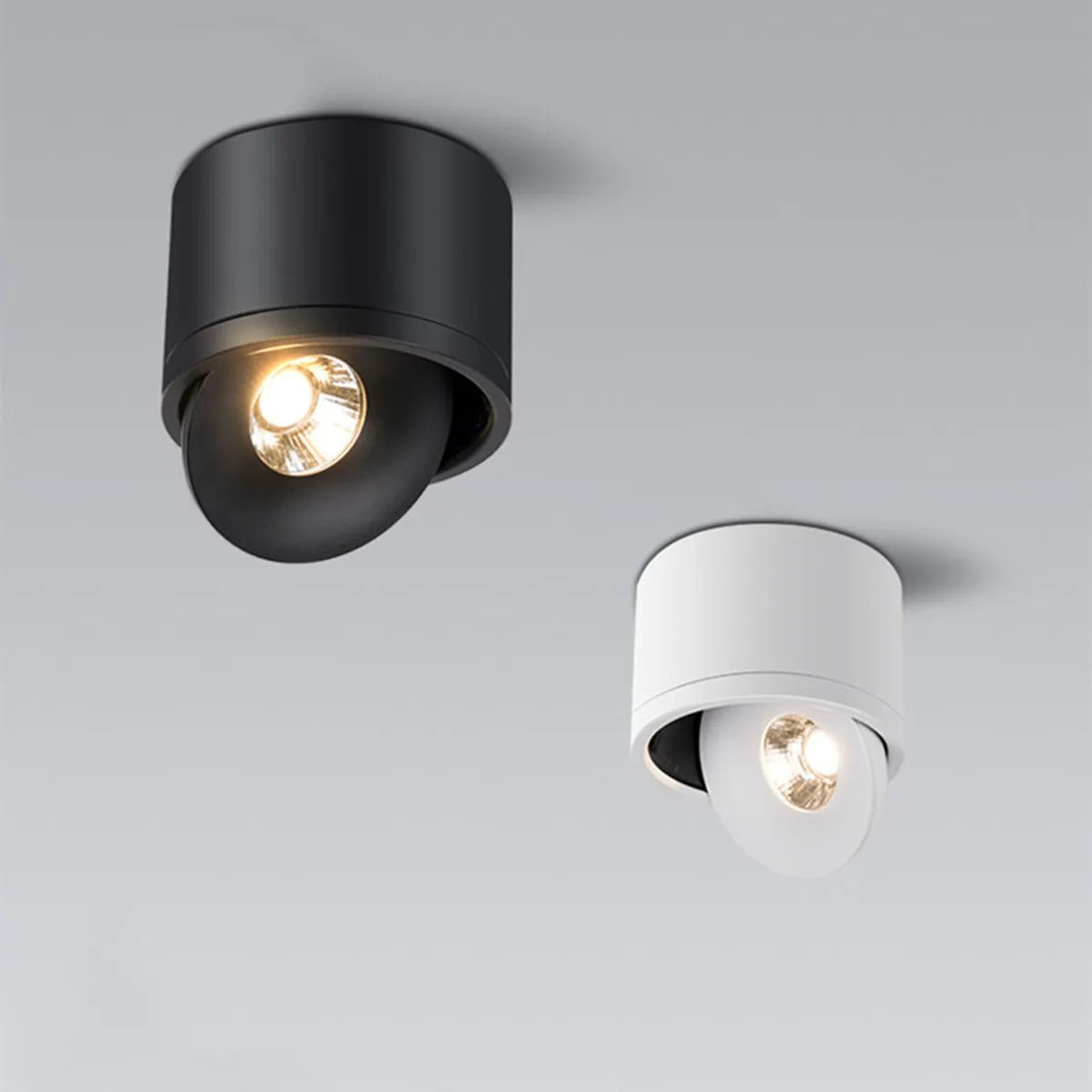 Rotating Surface-Mounted Ceiling Spotlight with Directional Beam