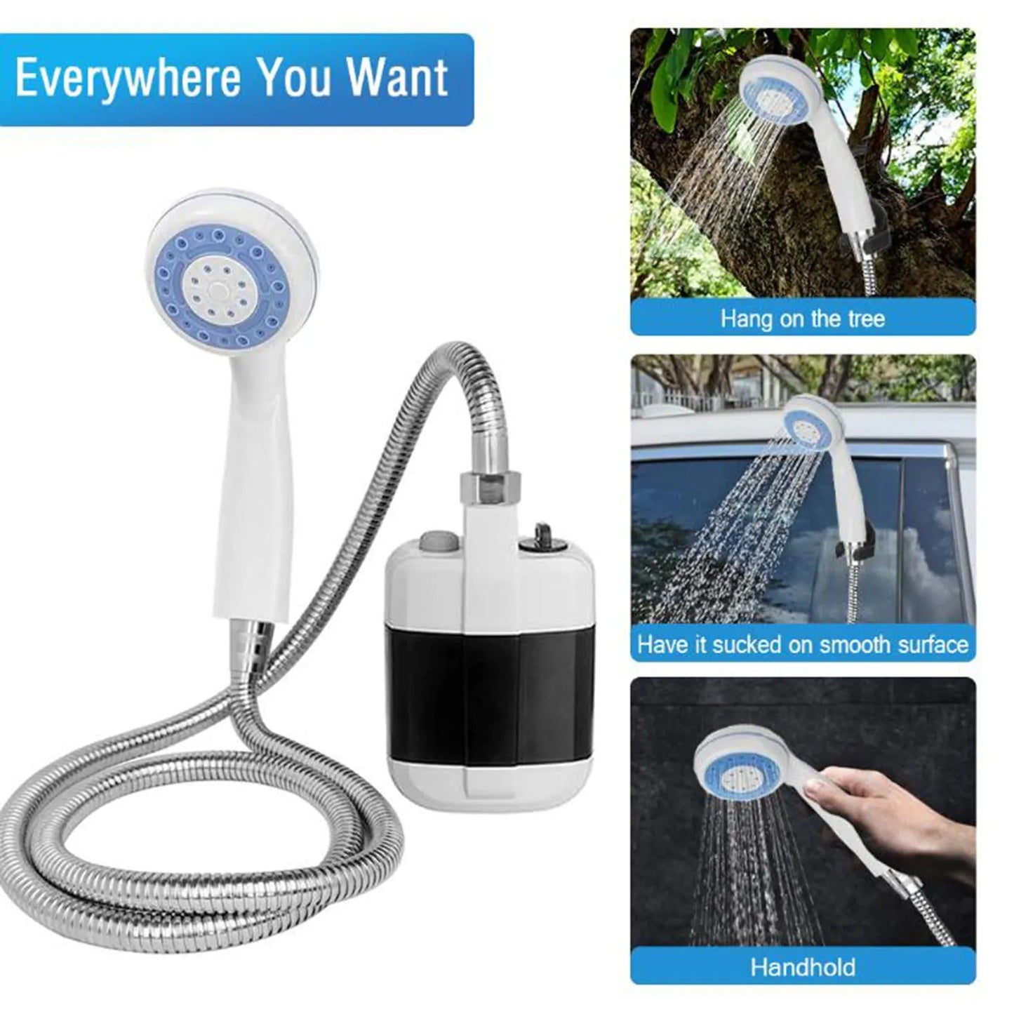 Portable Outdoor Shower with Rechargeable Battery