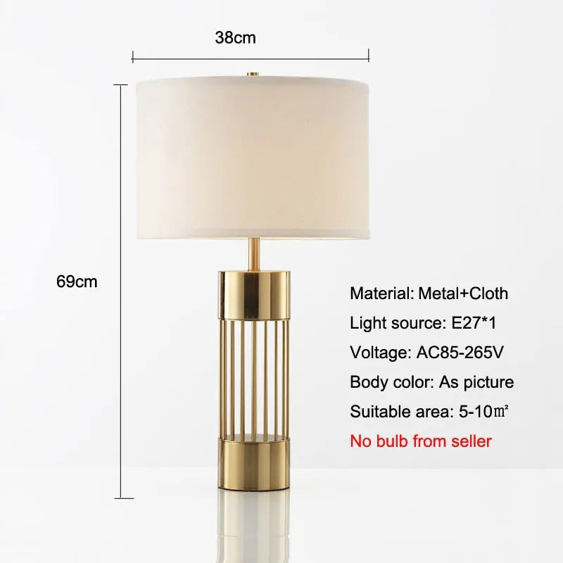 Nordic Style Brass Lamp with Linen Shade – Elegant Table Lighting