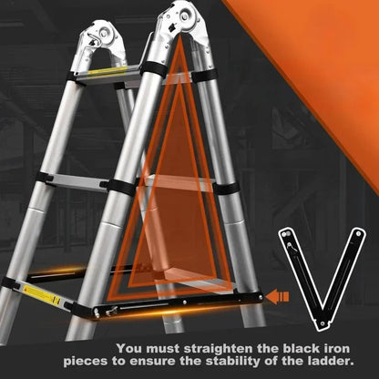 Collapsible Telescopic Ladder for Indoor and Outdoor Use – Extendable with Non-Slip Feet and Soft-Close System