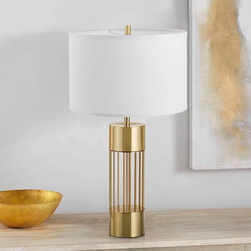 Nordic Style Brass Lamp with Linen Shade – Elegant Table Lighting