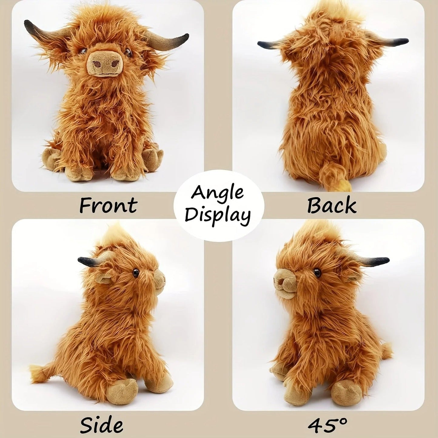 Soft Plush Cow Toy – Fluffy Highland Cuddle for All Ages