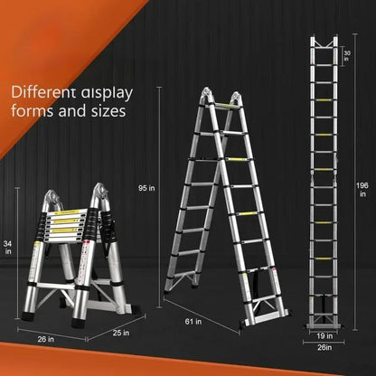 Collapsible Telescopic Ladder for Indoor and Outdoor Use – Extendable with Non-Slip Feet and Soft-Close System