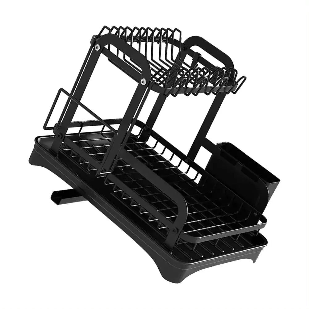 2-Layer Dish Drying Rack with Tray for Space Saving