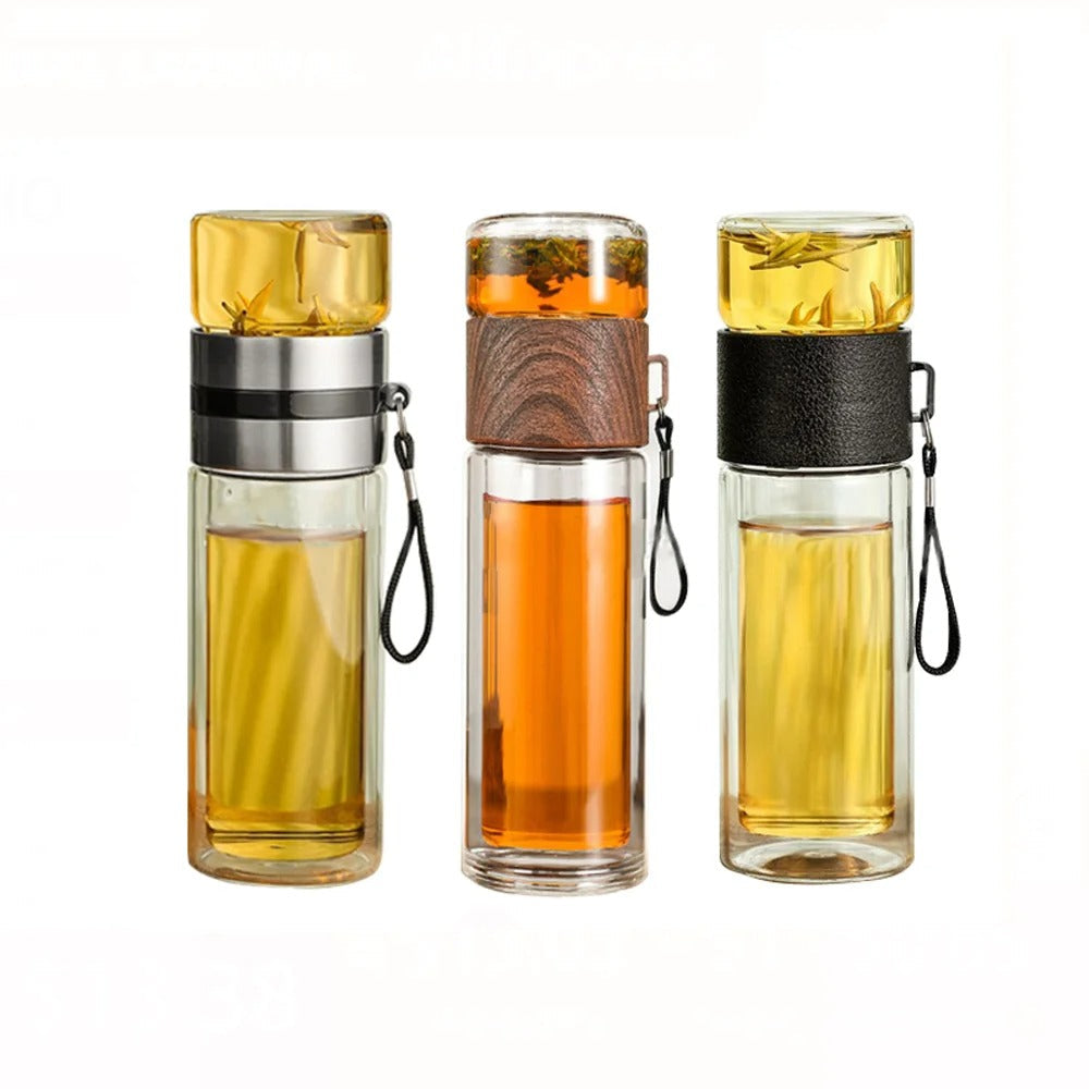 Portable Transparent Thermal Bottle with Tea Filter for Healthy Drinks