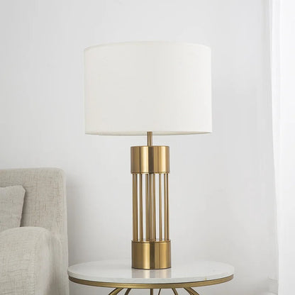 Nordic Style Brass Lamp with Linen Shade – Elegant Table Lighting