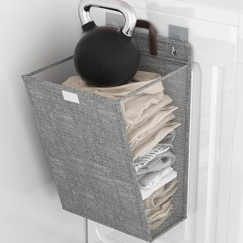 Foldable Adhesive Clothes Hamper – Wall-Mounted Laundry Basket