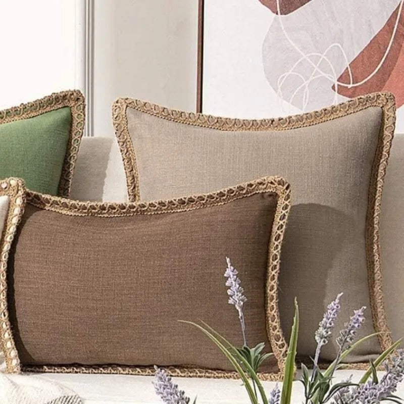 Decorative Pillow Case in Grey and Red for Festive Accents