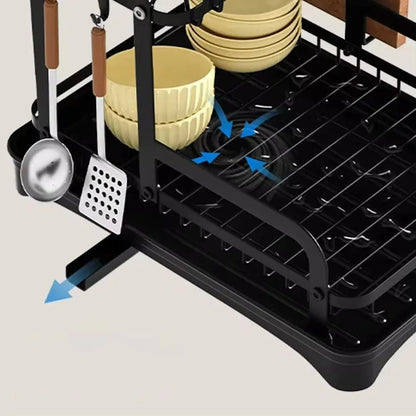 2-Layer Dish Drying Rack with Tray for Space Saving