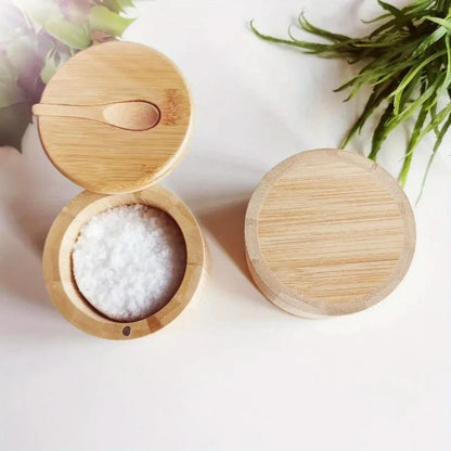 Lidded Bamboo Spice Container with Spoon