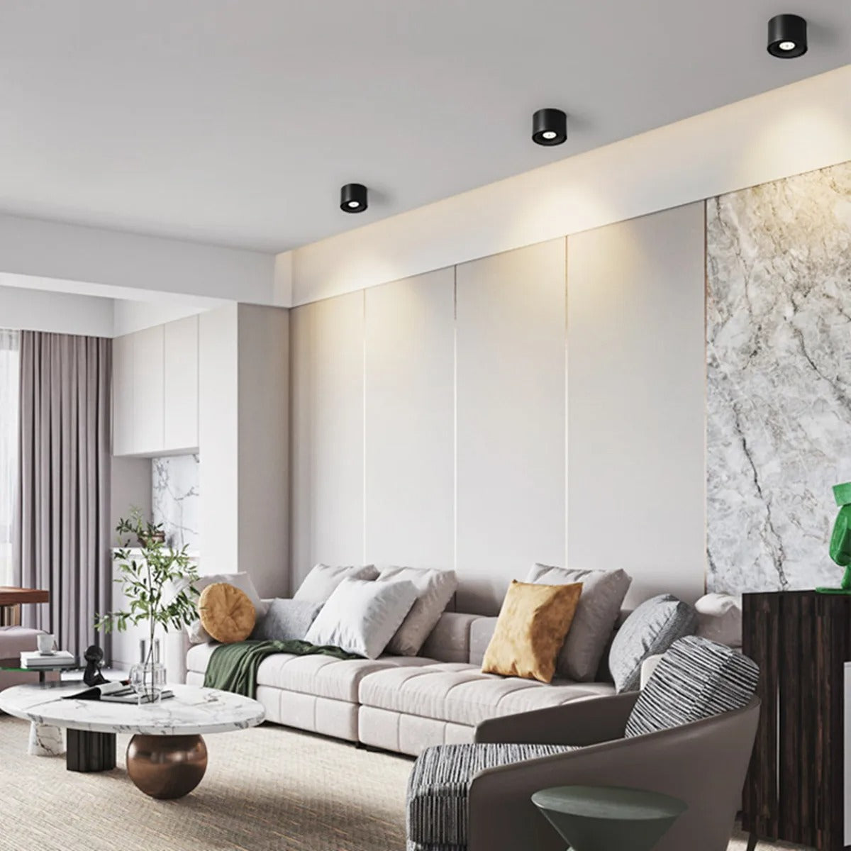 Rotating Surface-Mounted Ceiling Spotlight with Directional Beam