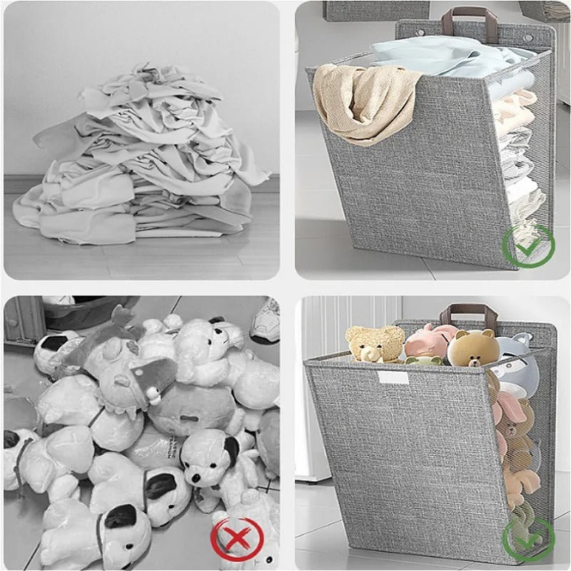 Foldable Adhesive Clothes Hamper – Wall-Mounted Laundry Basket