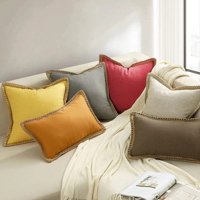 Decorative Pillow Case in Grey and Red for Festive Accents