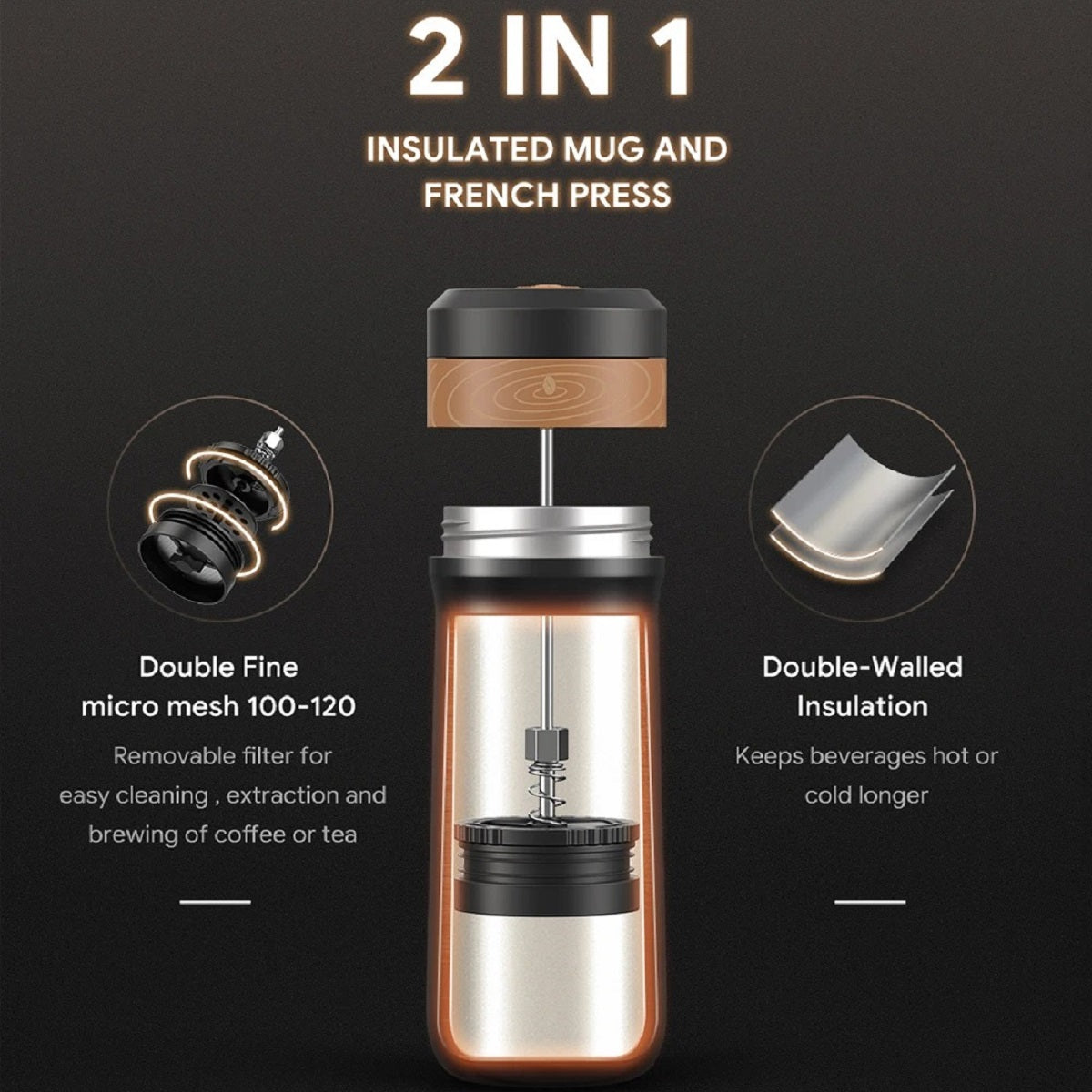 Travel Coffee Press Brewer for French Style Coffee