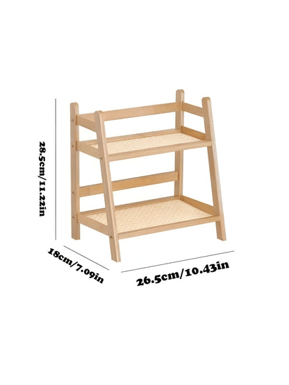 2-Tier Kitchen Organizer Shelf for Cups and Accessories - Bamboo Style