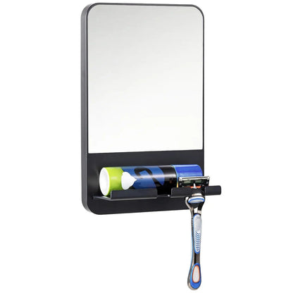 Fog-Free Shower Mirror for Shaving with Razor Storage