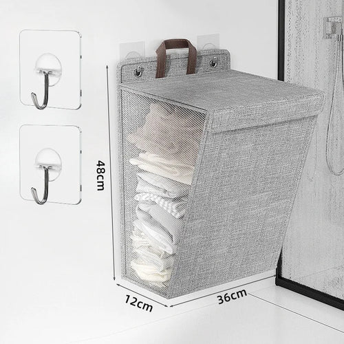 Foldable Adhesive Clothes Hamper – Wall-Mounted Laundry Basket