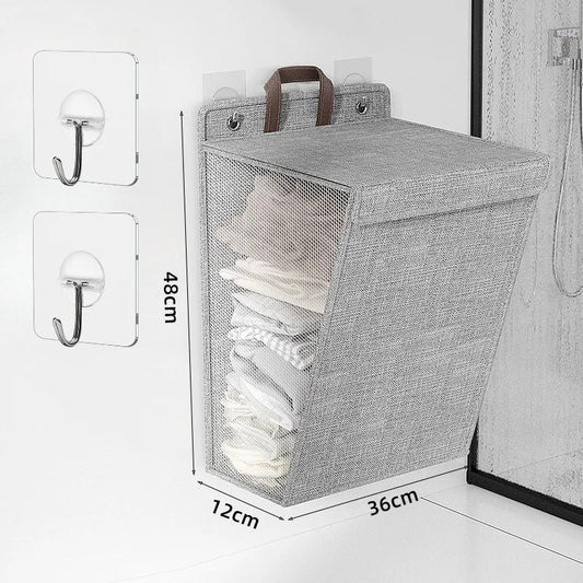 Foldable Adhesive Clothes Hamper – Wall-Mounted Laundry Basket