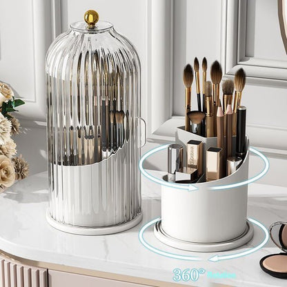 Elegant Rotatable 360° Makeup Brush Organizer – Practical Storage Solution