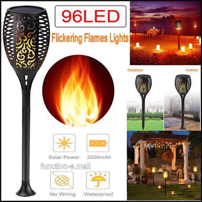 Set of 2 Solar LED Torch Lights with Flickering Flame Design