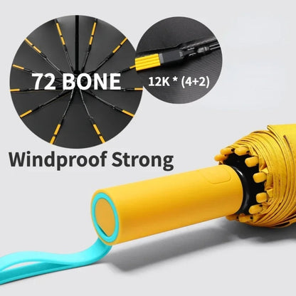 Large Folding Umbrella with 72 Bones – Windproof UV Rain Protection