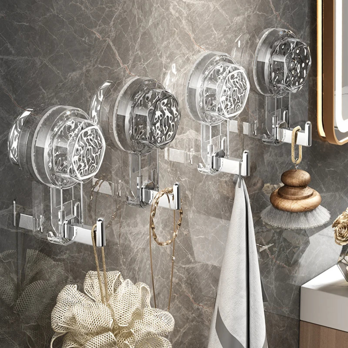 Self-Adhesive Suction Hooks – No-Drill Wall Mount for Kitchen & Bathroom