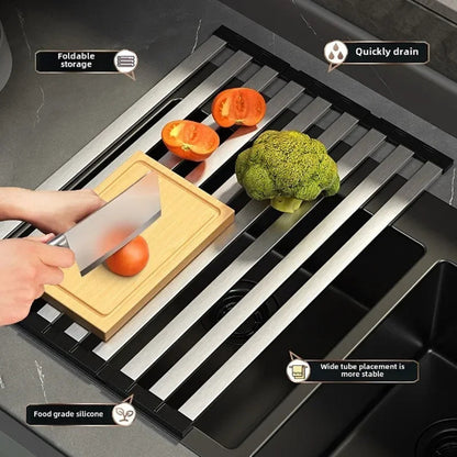 Foldable Dish Basket for Stainless Steel Sink Drain