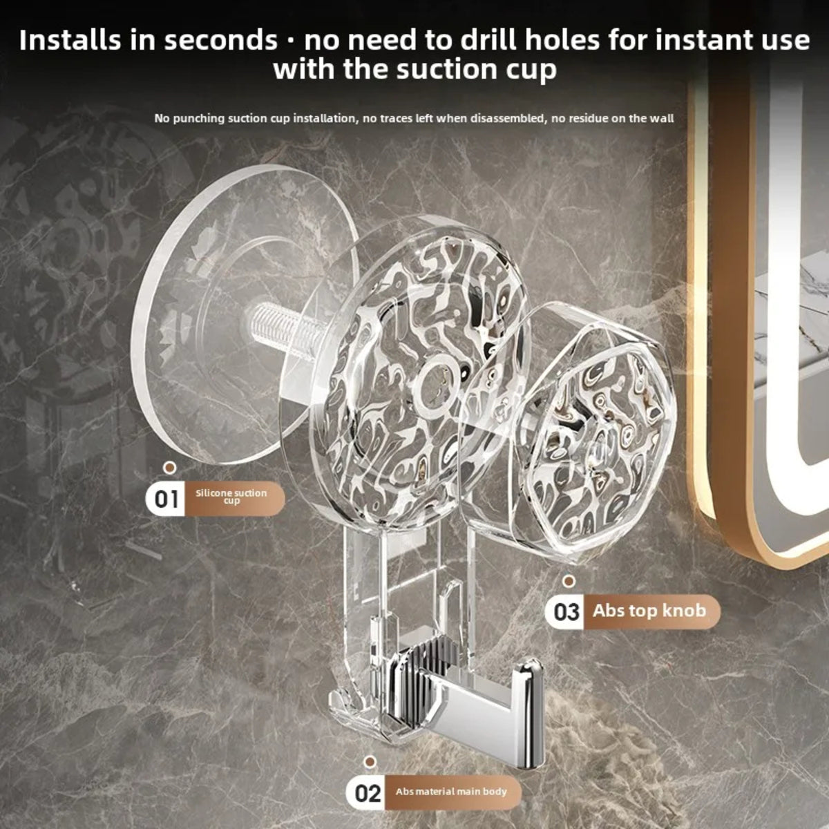 Self-Adhesive Suction Hooks – No-Drill Wall Mount for Kitchen & Bathroom