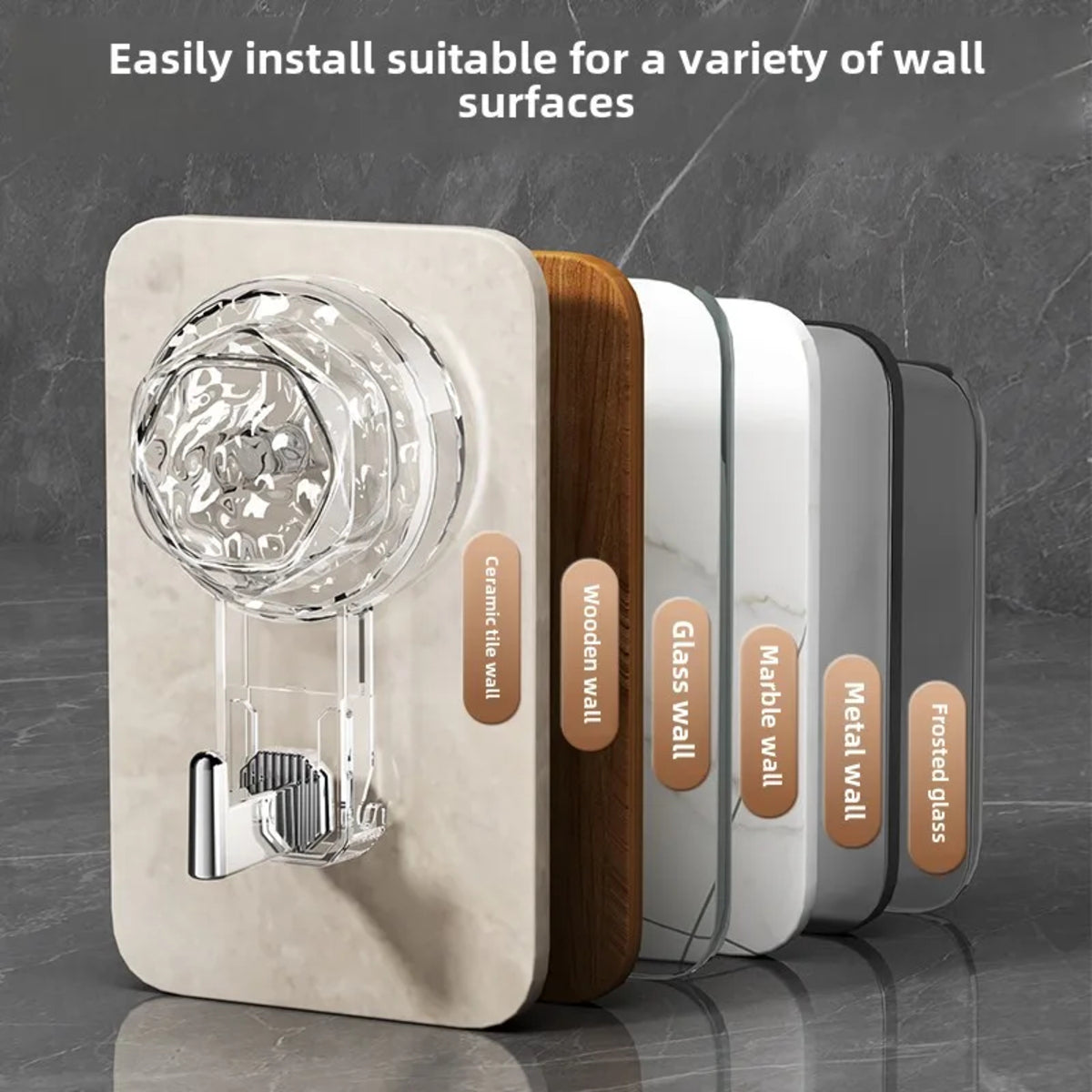 Self-Adhesive Suction Hooks – No-Drill Wall Mount for Kitchen & Bathroom