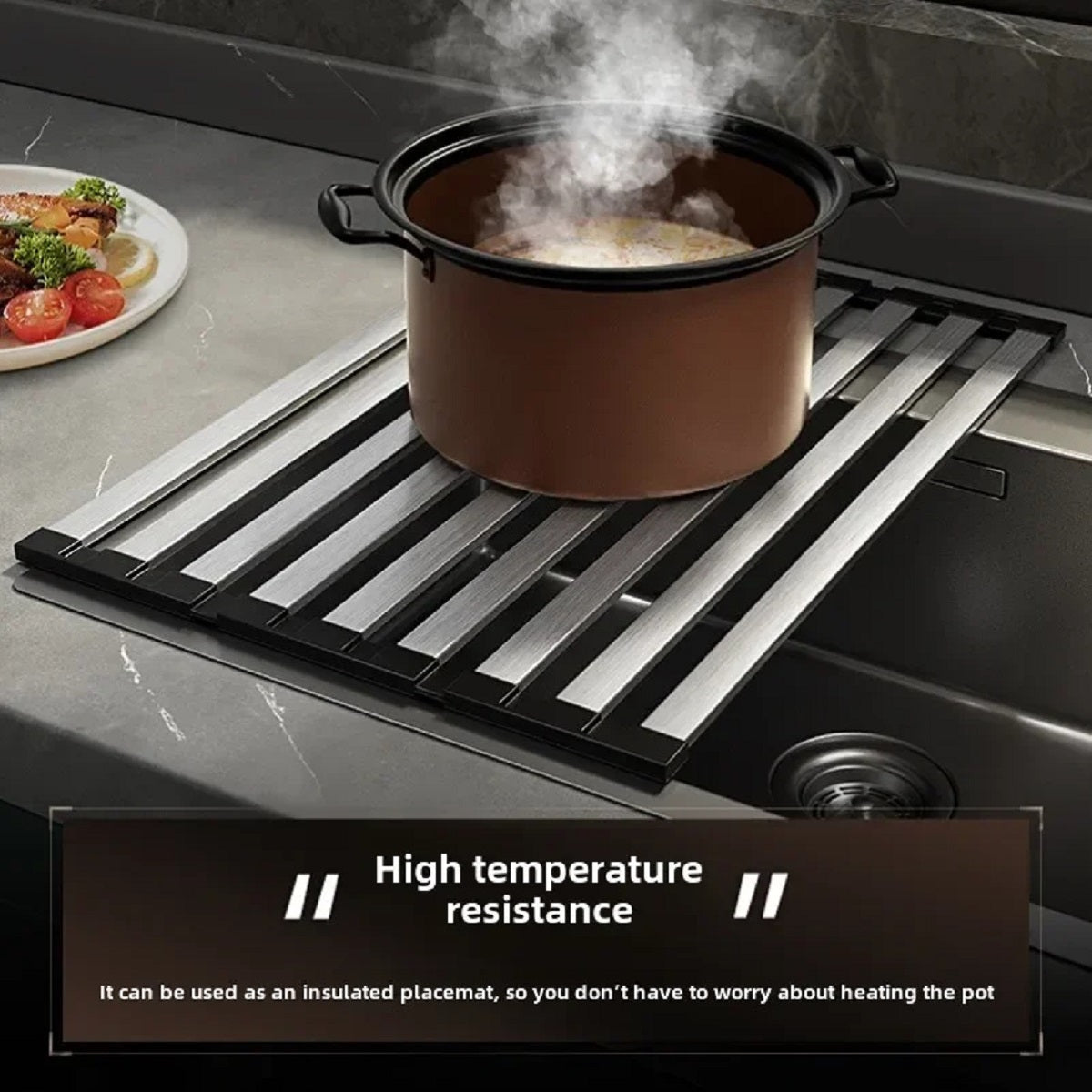 Foldable Dish Basket for Stainless Steel Sink Drain