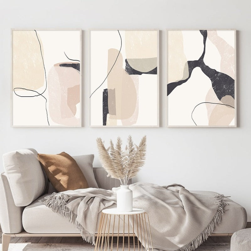 Elegant Sandstone Geometric Canvas Art Print