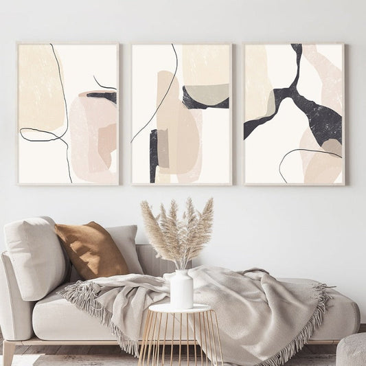 Elegant Sandstone Geometric Canvas Art Print