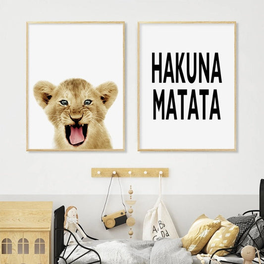 Canvas Print of Black and White African Lion Wall Art
