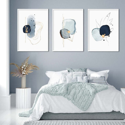 Serene Blue and Gold Abstract Canvas Art for Your Space