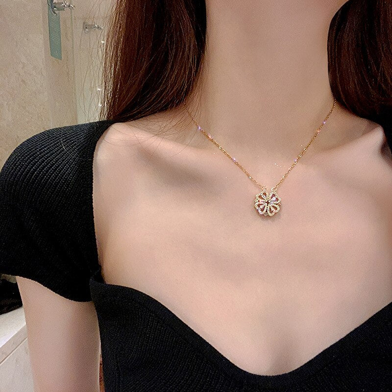 Elegant Heart-Shaped 2-in-1 Necklace with Diamonds