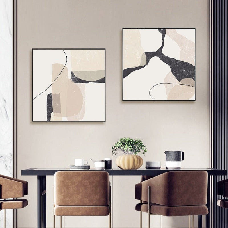 Elegant Sandstone Geometric Canvas Art Print