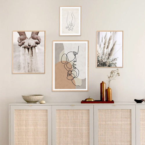 Chic Floral Minimalist Canvas Art Print - Soft Beige Tones