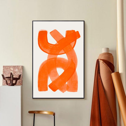 Vibrant Orange Brushstroke Canvas Art for Home Décor