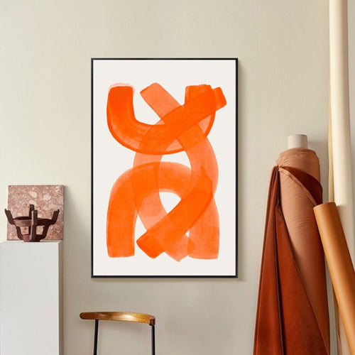 Vibrant Orange Brushstroke Canvas Art for Home Décor