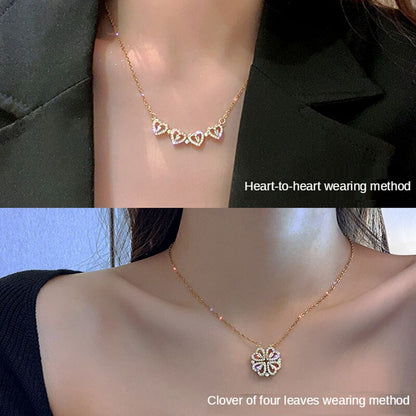 Elegant Heart-Shaped 2-in-1 Necklace with Diamonds
